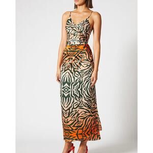 NWT Scanlan Theodore Silk Ombre Tiger Tie Dress, 100% Silk, US Size 2